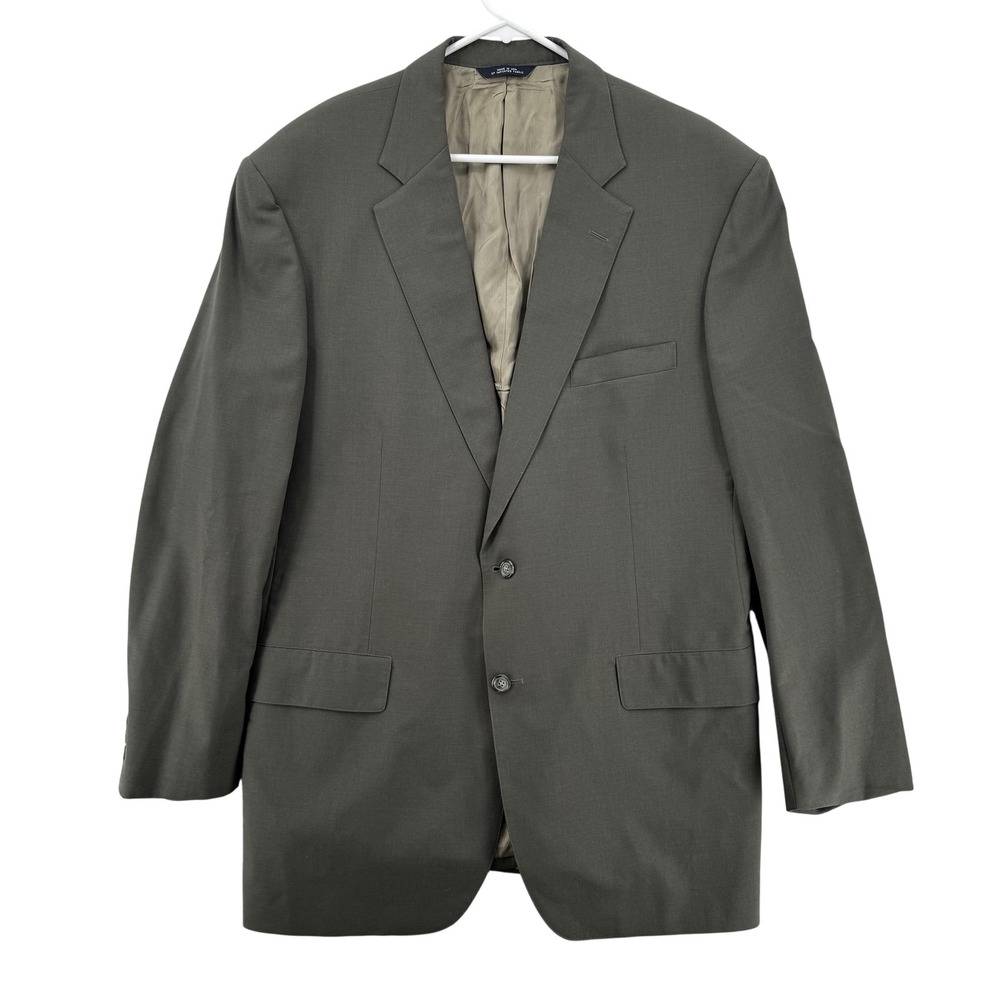 Brooks Brothers Blazer Mens Long‎ 44 Olive Green Wool Two Button BrooksEase USA